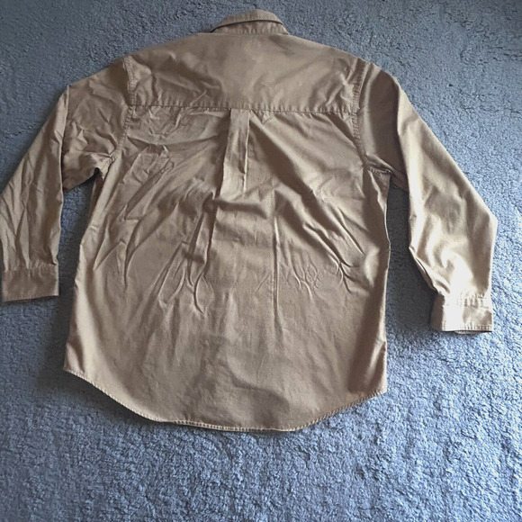 Croft & Barrow Mens Size L Casual Button Up Long Sleeve Shirt Beige Preppy - Picture 11 of 12